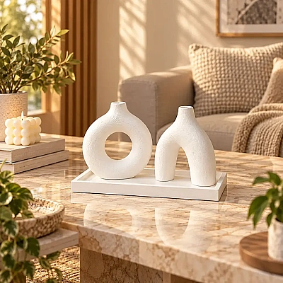 3lü Dekoratif Biblo Set Biblo ve Tepsi