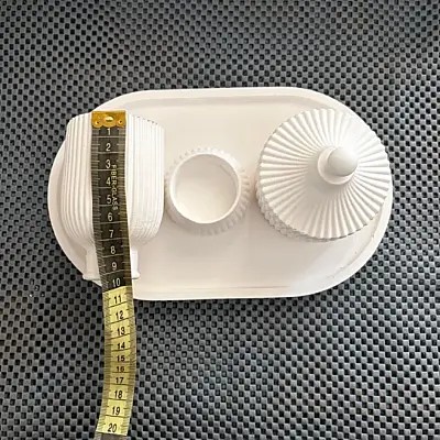 4lü Dekoratif Çizgili Set Mumluk ve Tepsili ÇSET1 - 3
