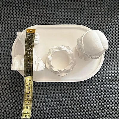 4lü Dekoratif İnsan Figürlü Set Lotus Mumluk ve Tepsi - 3