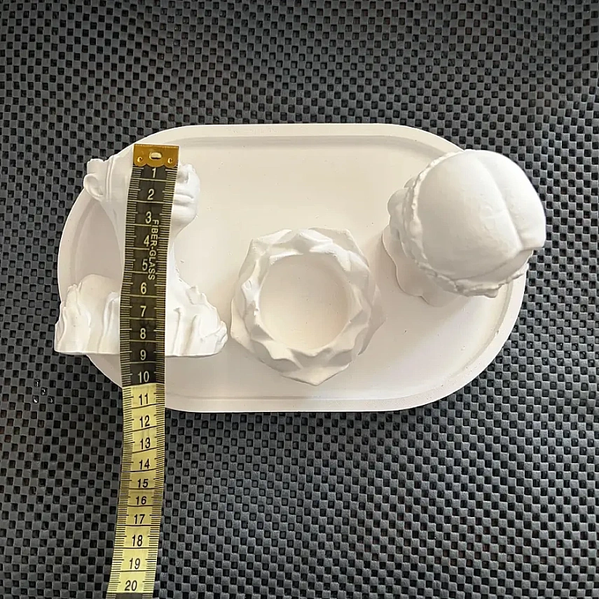 4lü Dekoratif İnsan Figürlü Set Lotus Mumluk ve Tepsi - 3