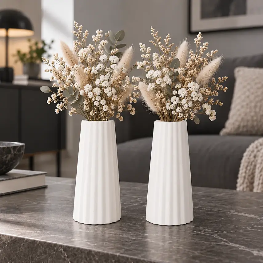 İkili Çizgili Modern Dekoraitif Vazo Uzun 15CM - 1
