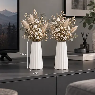 İkili Çizgili Modern Dekoraitif Vazo Uzun 15CM - 2