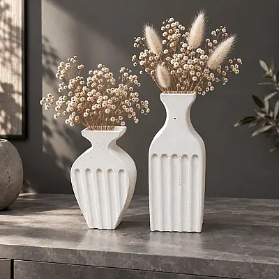 İkili Pampas Vazo Dekoratif Modern 16-12 CM