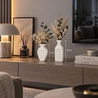 İkili Pampas Vazo Dekoratif Modern 16-12 CM - 2