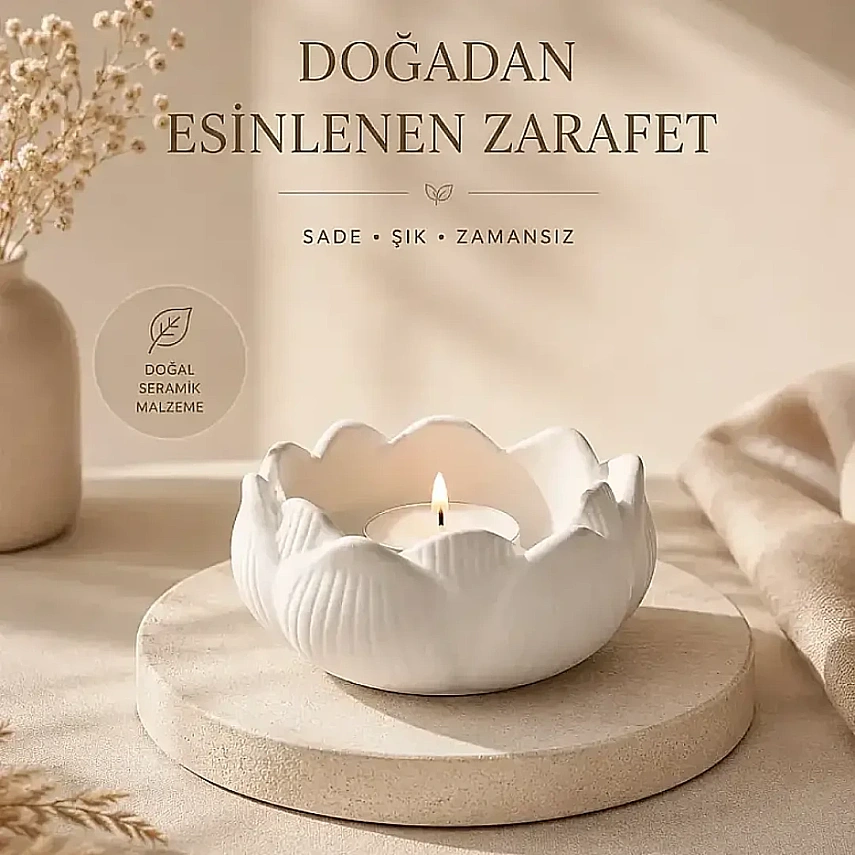 Modern Dekoratif Çiçek Formlu Mumluk - 1