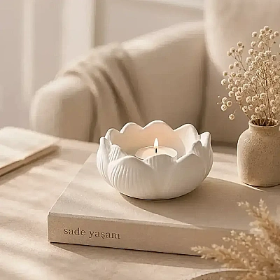 Modern Dekoratif Çiçek Formlu Mumluk - 2