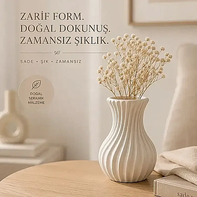 Modern Dekoratif Dalgalı Desenli Vazo