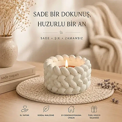 Modern Dekoratif Örgü Desenli Mumluk