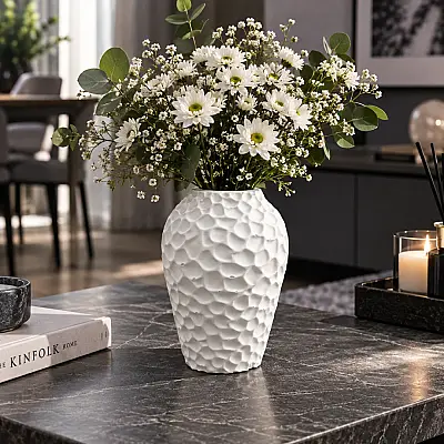 Taş Desenli Vazo Modern Dekoratif 15CM