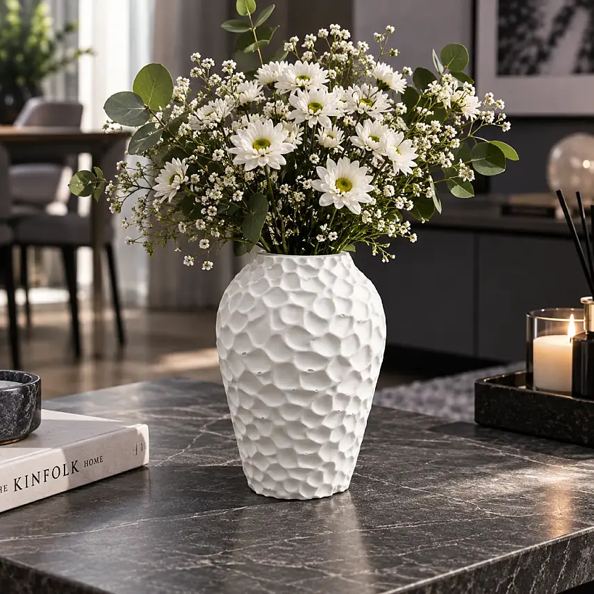 Taş Desenli Vazo Modern Dekoratif 15CM - 1
