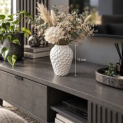 Taş Desenli Vazo Modern Dekoratif 15CM - 2